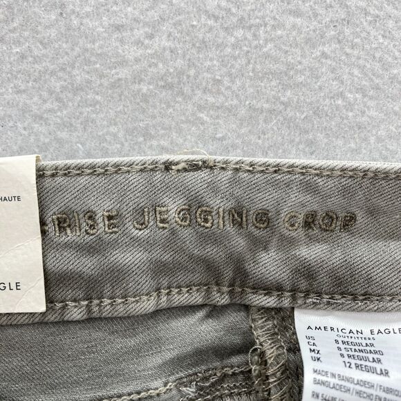 American Eagle Jegging Crop Women's 8 Gray Stretch Denim High Rise Skinny Jeans - Picture 7 of 15